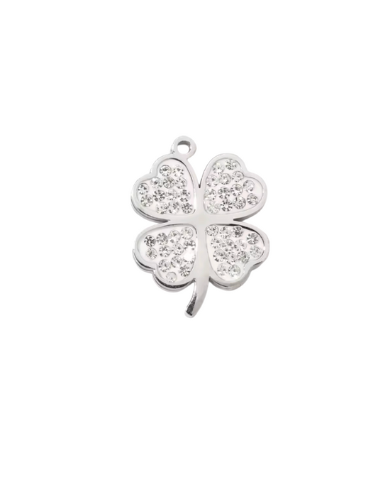 Diamante Clover Charm silver
