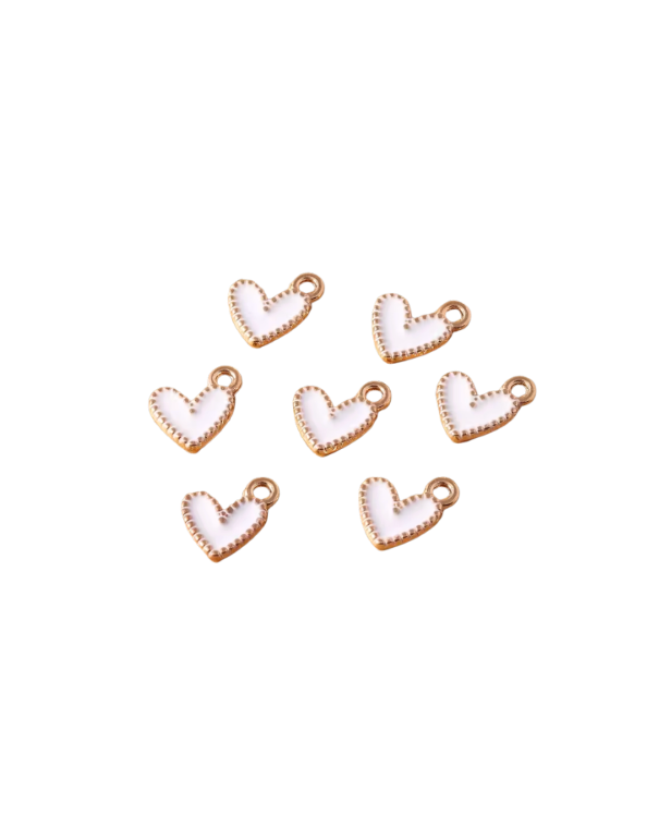 Small Heart Charm Gold & White