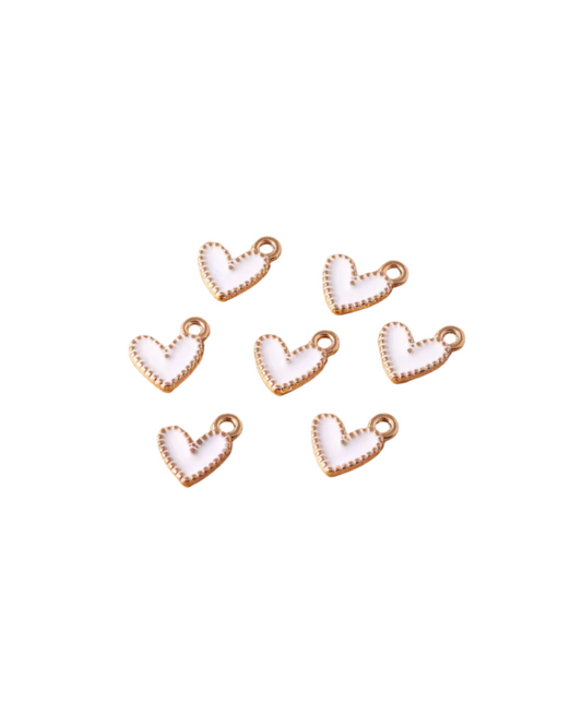 Small Heart Charm Gold & White