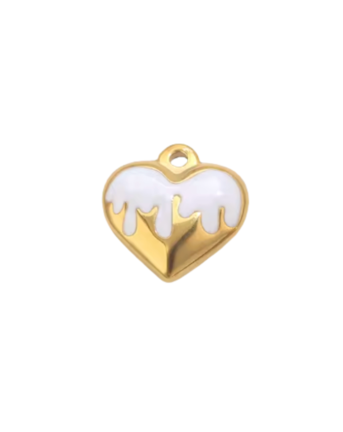 Dripping Heart Gold & White