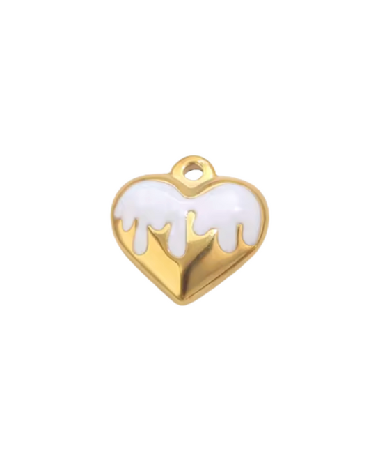 Dripping Heart Gold & White