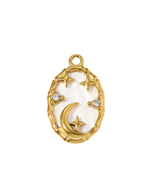 Star & MoonPendant Gold & White