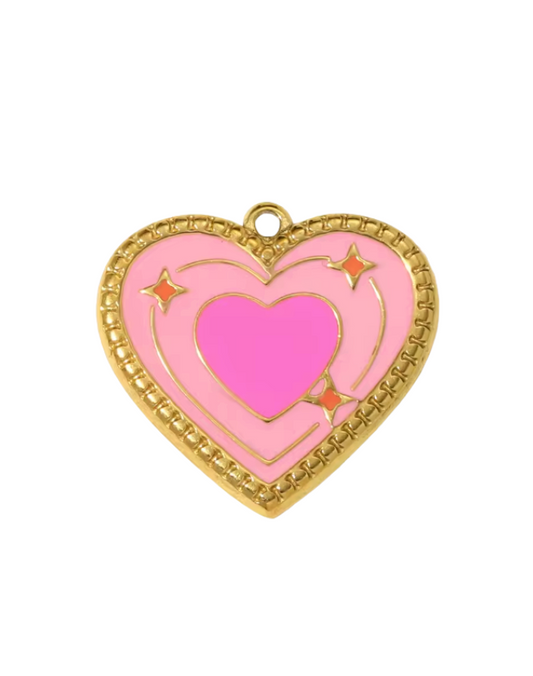 Heart Charm Gold & Pink