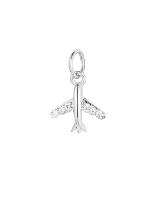 Diamante Plane Charm Silver