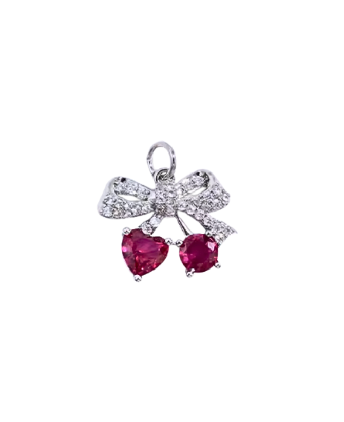 Diamante Cherry Charm Silver