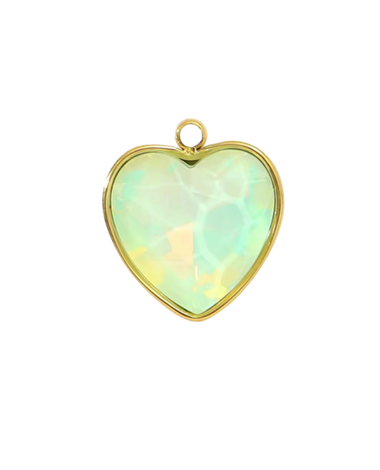 Heart Gem Charm Gold & Green