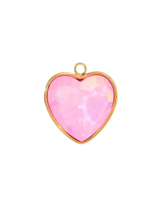 Heart Gem Charm Gold & Pink