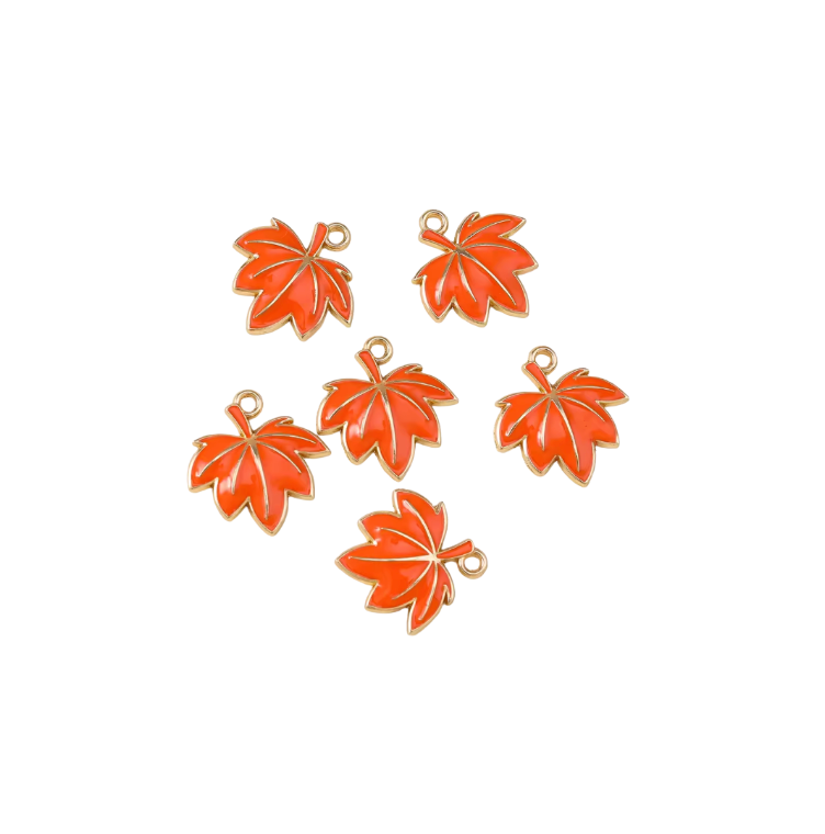 Orange Maple Leaf Charm