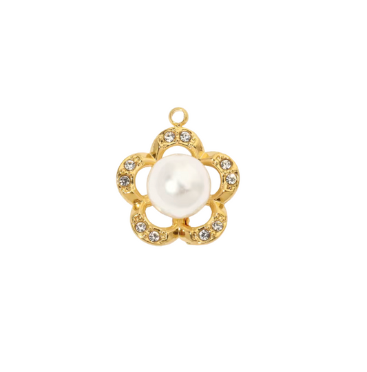 Flower Charm Gold & Pearl