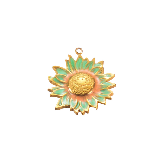 Flower Charm Gold & Green