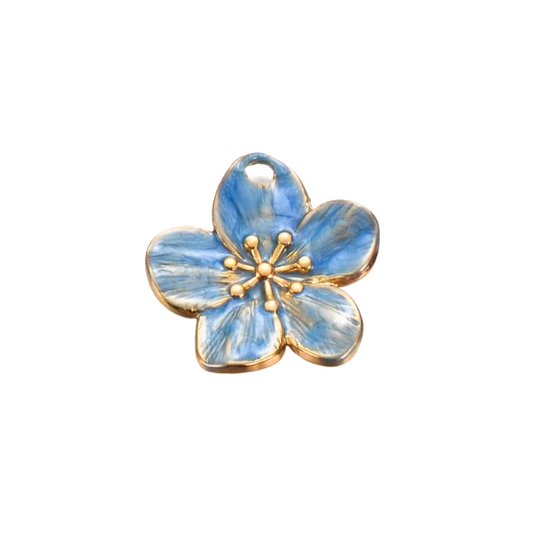 Flower Charm Gold & Blue