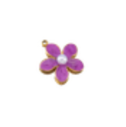 Flower Charm Gold & Purple