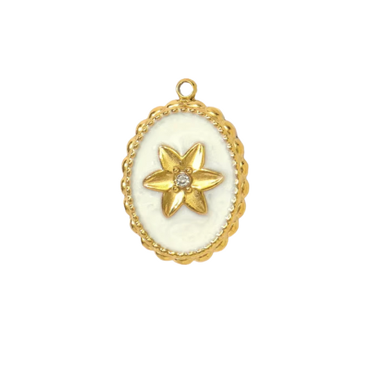 Flower Charm Gold & White