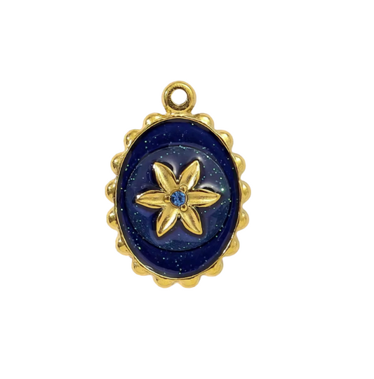 Flower Charm Gold & Blue