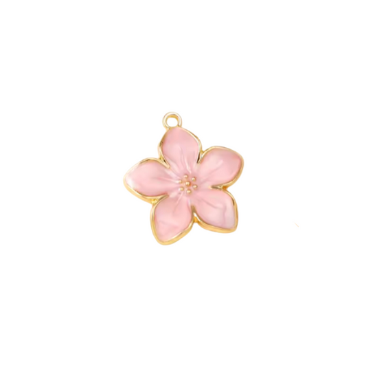 Flower Charm Gold & pink