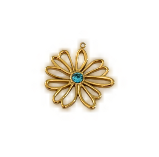 Flower Charm Gold & blue