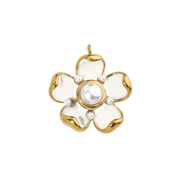 Flower Charm Gold & White