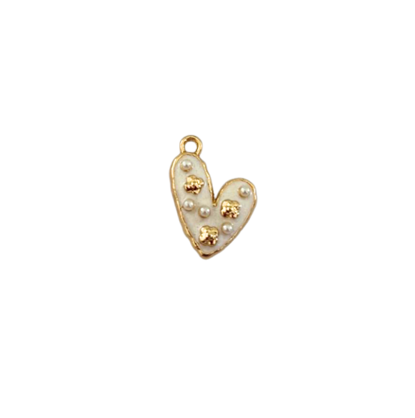 Heart Charm White & Gold