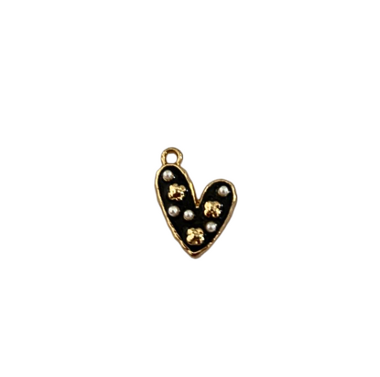 Heart Charm Black & Gold