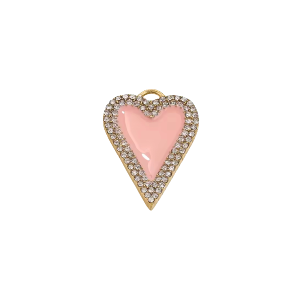 Heart Charm Diamante Pink & Gold