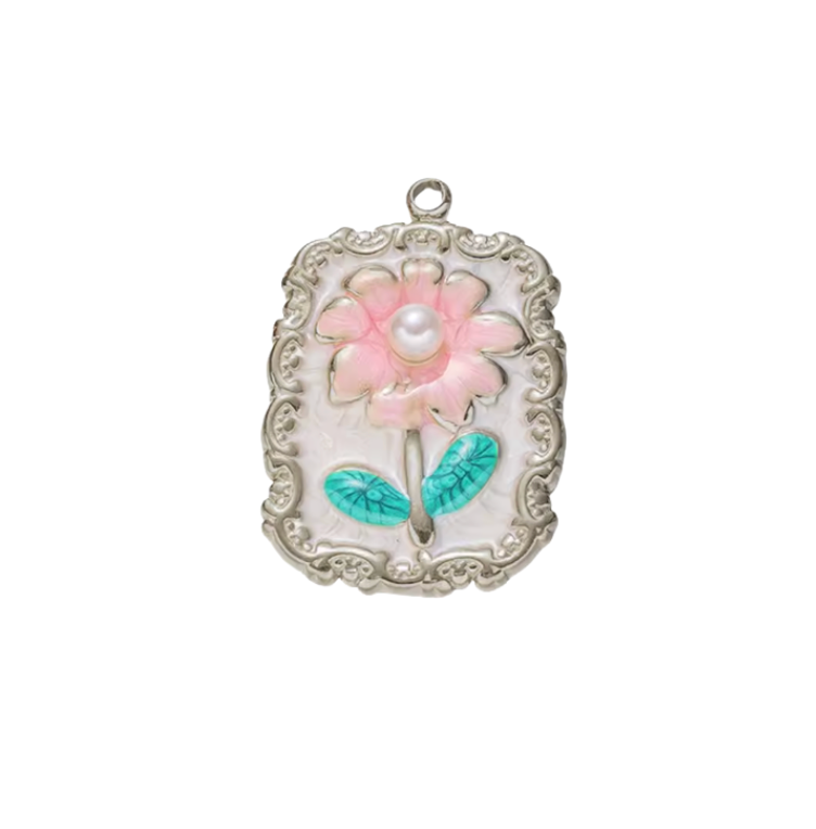 Flower Pendant Charm Silver