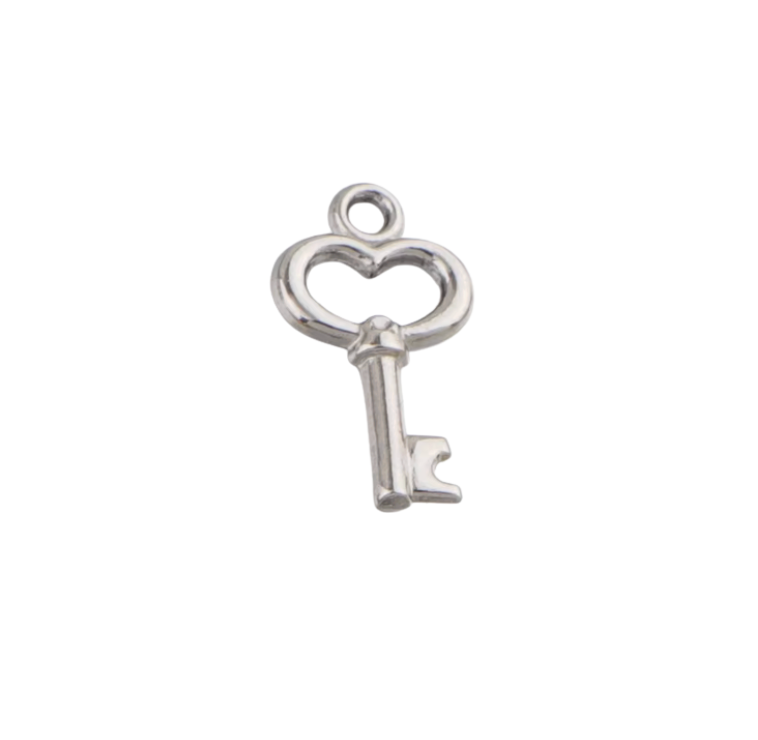 Heart Key Charm Silver