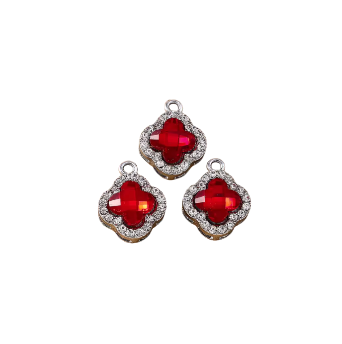 Clover Charm Red & Silver