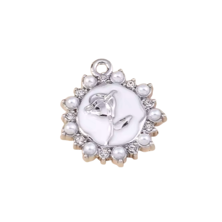 Rose Pendant Charm Silver