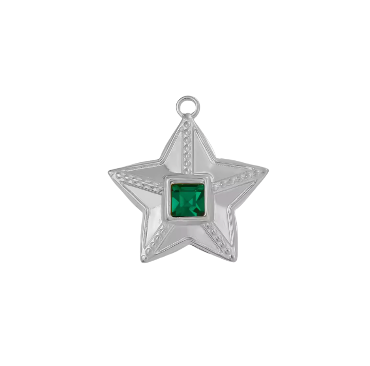 Star Charm Green & Silver