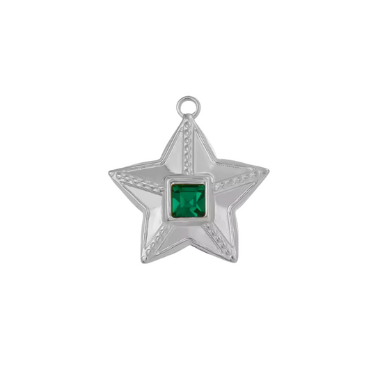 Star Charm Green & Silver