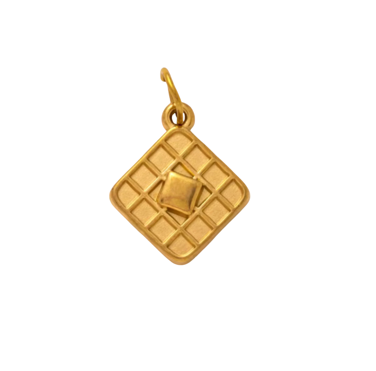Waffle charm gold