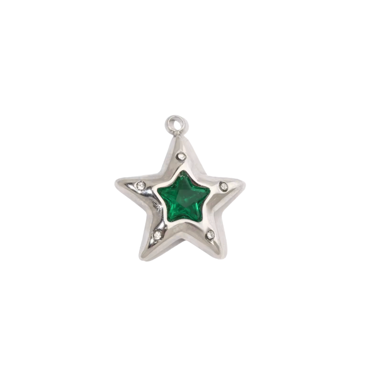 Star Charm Green & Silver