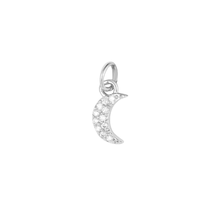 Moon Charm Diamante Silver