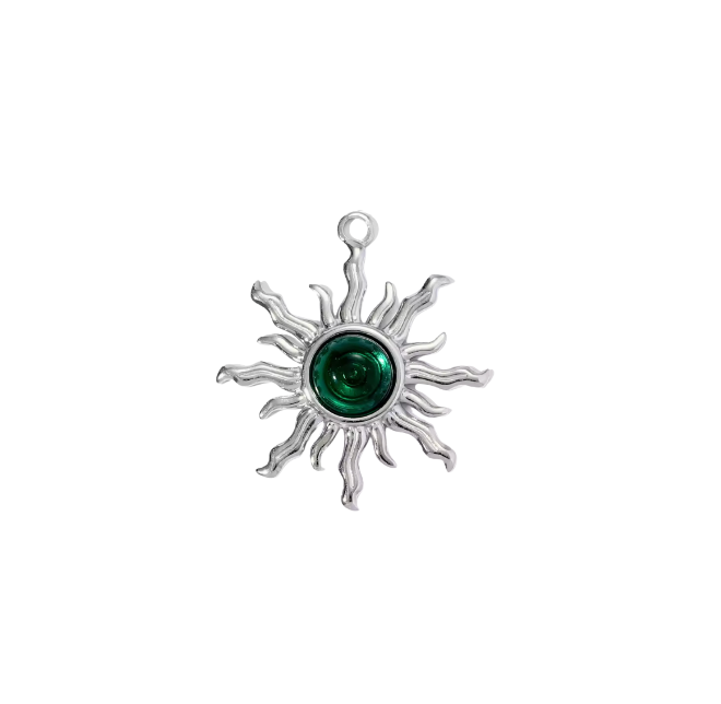 Sun Charm Silver & Green