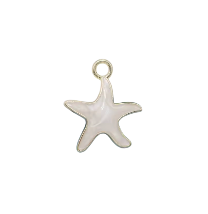 Starfish Charm Silver & White