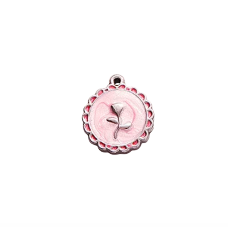 Rose Pendant Silver & Pink