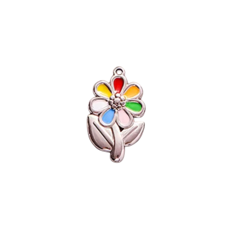 Colourful Flower Charm Silver