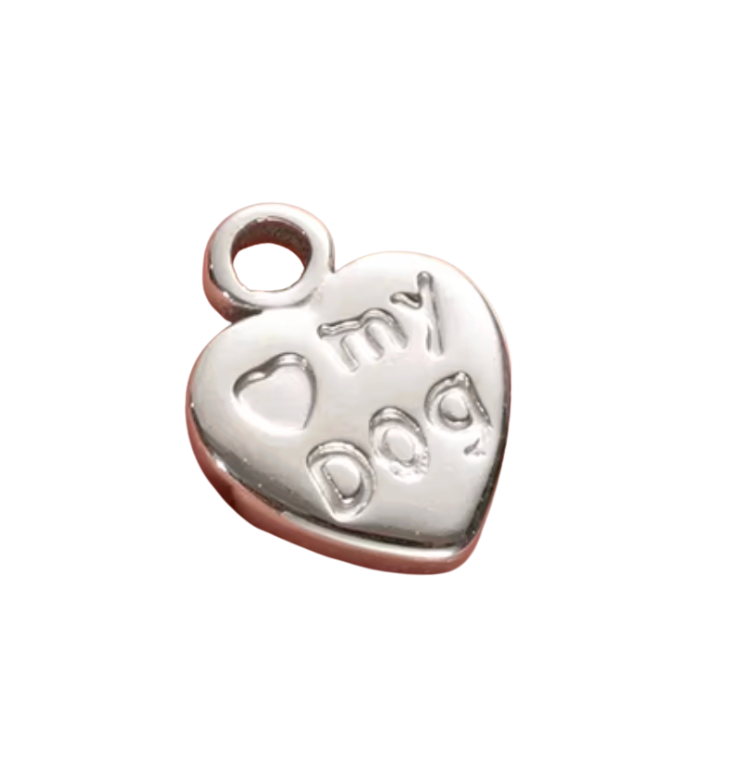 Love my Dog Pendant Charm Silver