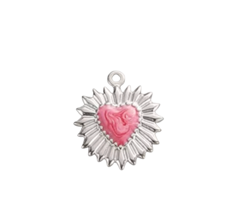 Heart Charm Silver & Pink