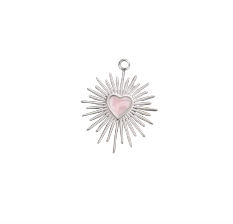 Heart Charm Silver & Pink