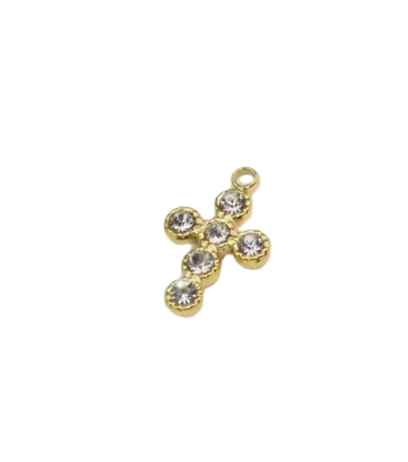 Cross Charm Gold Diamante