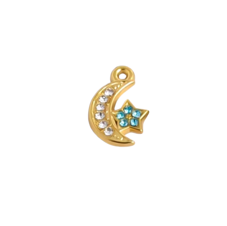 Moon & Star Charm Gold