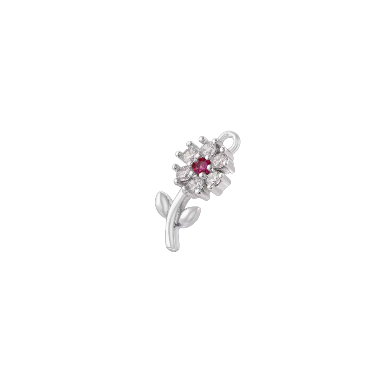 Flower Charm Silver & Diamante