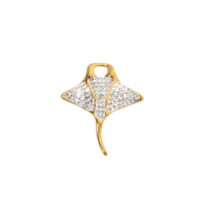 Sting Ray Charm Gold & Diamante
