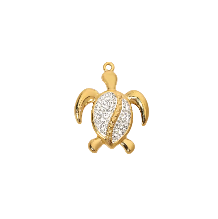Turtle Charm Gold & Diamante
