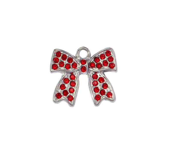 Bow Charm Silver & Red