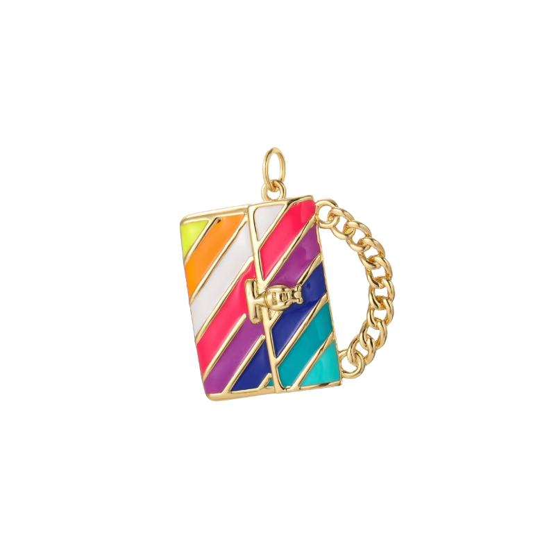 Bag Charm Gold & Colourful