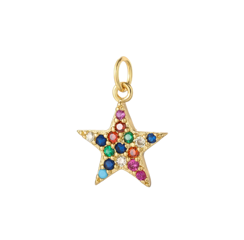 Star Charm Gold & Colourful