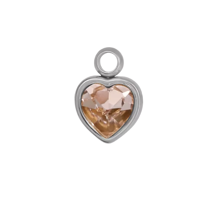 Heart Charm Silver & Pink