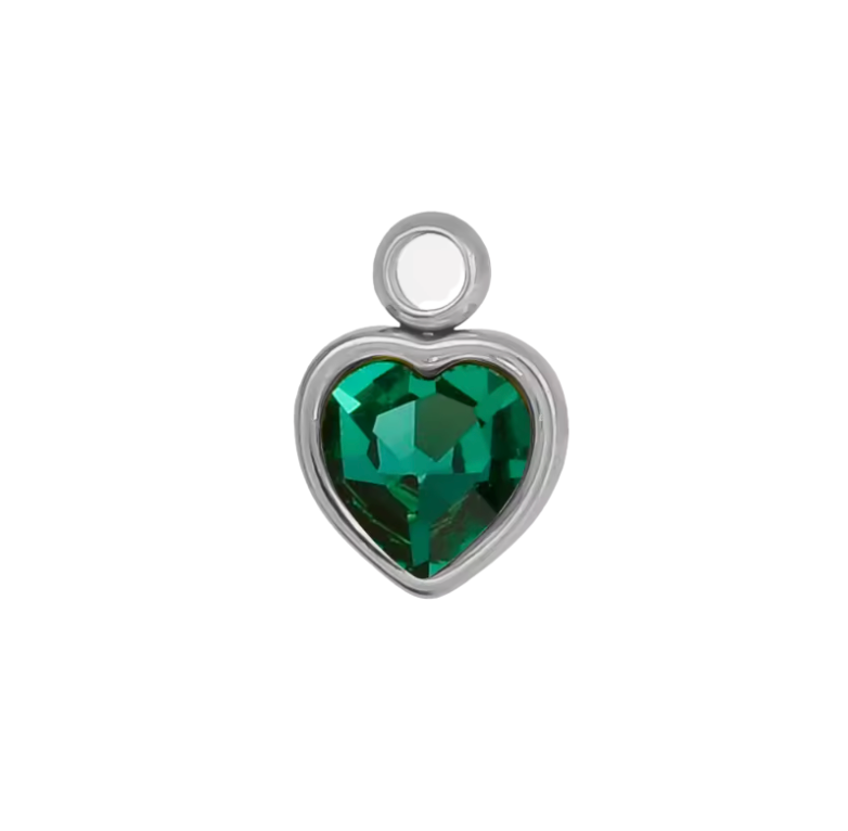 Heart Charm Silver & Green